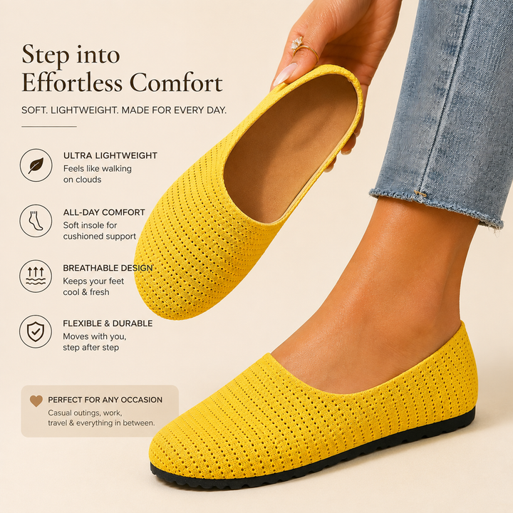 Women Hollow Knit Lightweight Walking Mule Flats