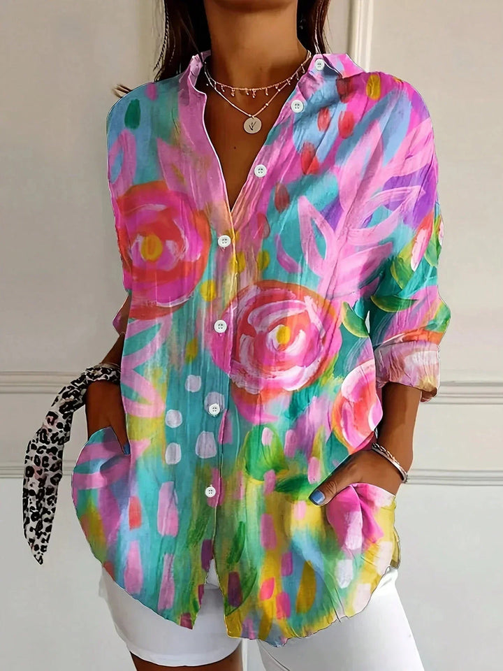 Emma | Elegant Long Sleeve With Colorful Pattern Shirt