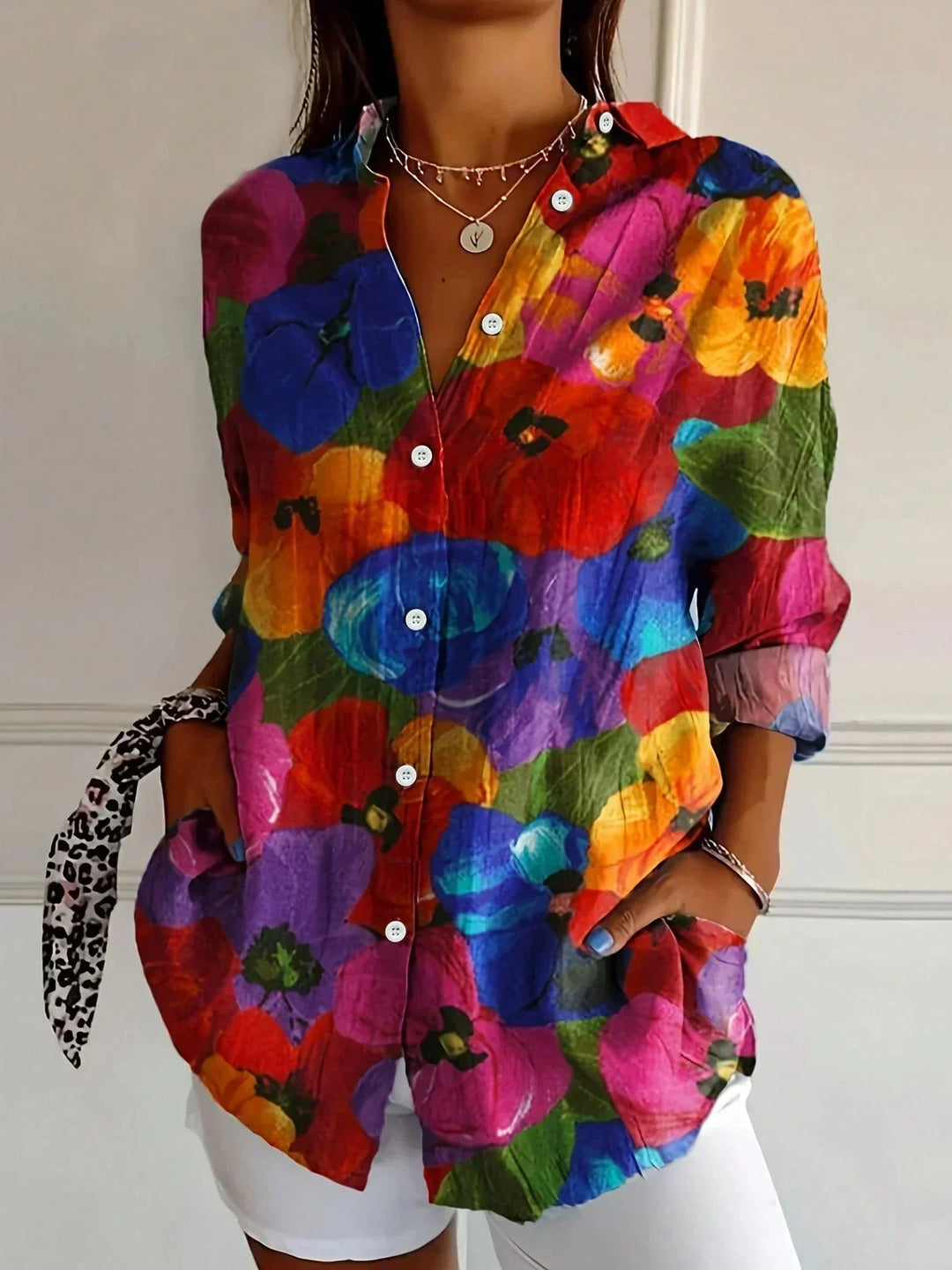 Emma | Elegant Long Sleeve With Colorful Pattern Shirt