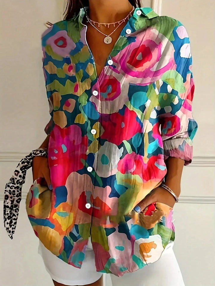 Emma | Elegant Long Sleeve With Colorful Pattern Shirt