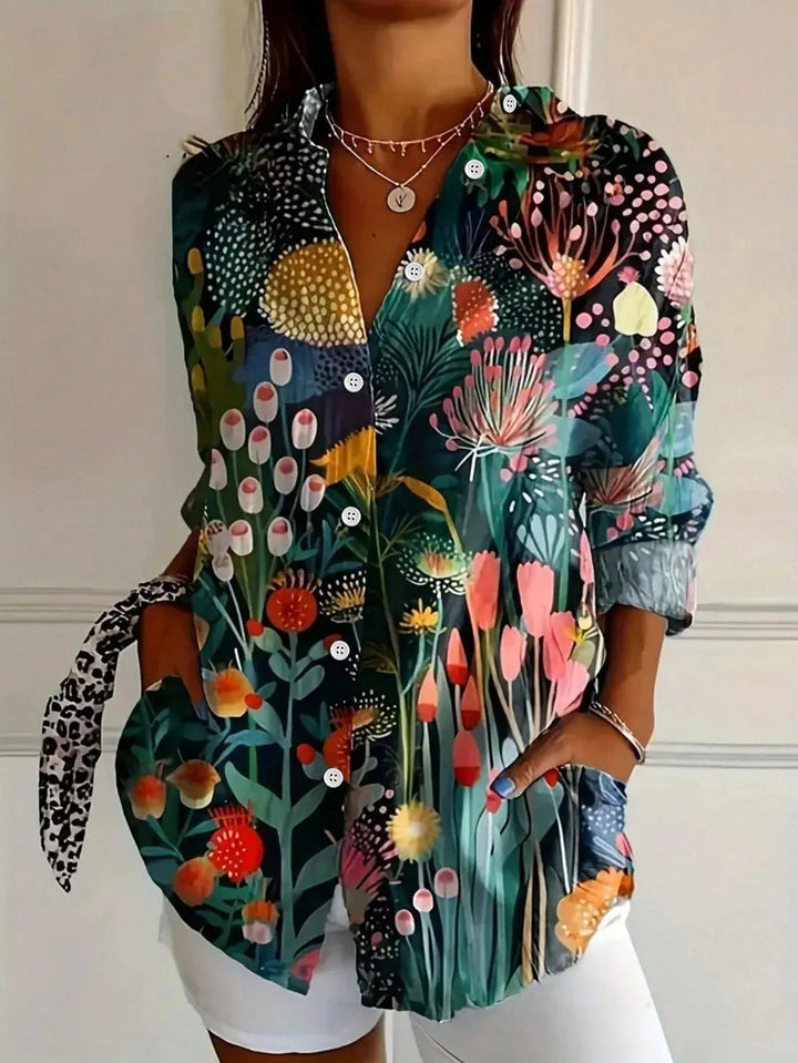 Emma | Elegant Long Sleeve With Colorful Pattern Shirt