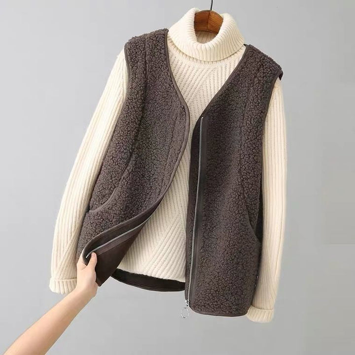 Valentina Rossi Fuzzy Vest with Zipper Closure