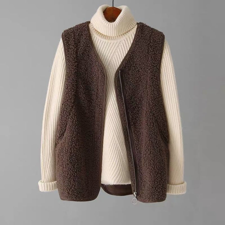 Valentina Rossi Fuzzy Vest with Zipper Closure
