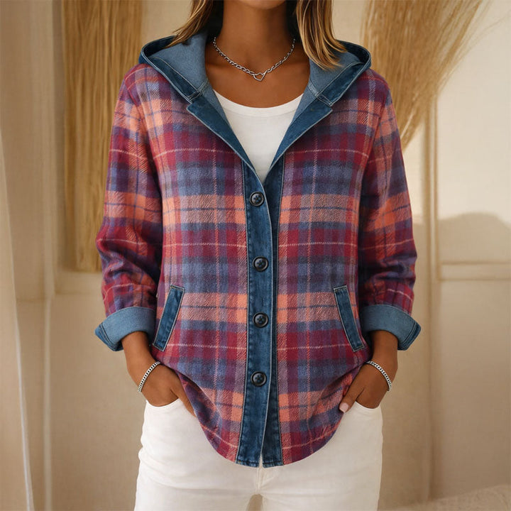 Valentina Rossi Hooded Plaid Light Jacket