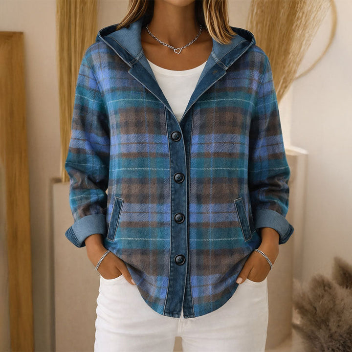 Valentina Rossi Hooded Plaid Light Jacket