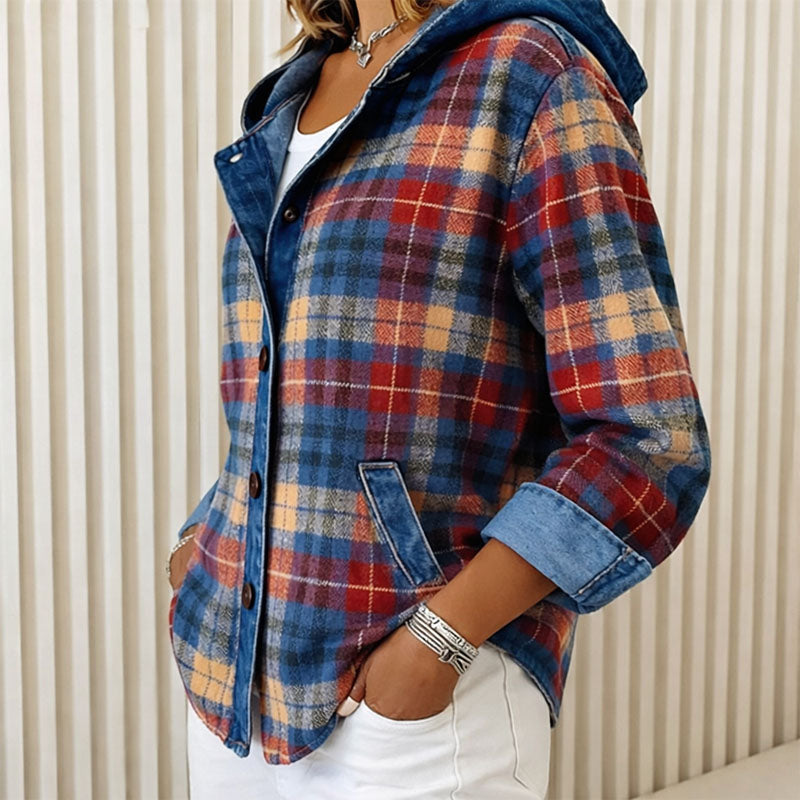 Valentina Rossi Hooded Plaid Light Jacket