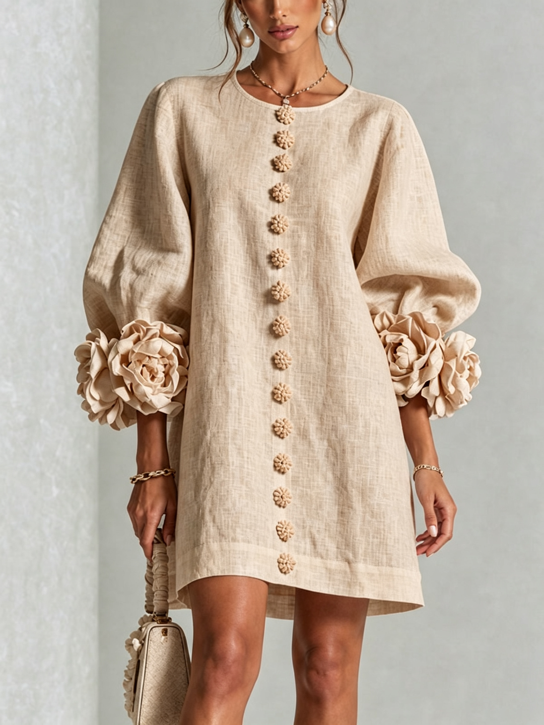 Isabelle | Rose-Detail Button-Down Dress