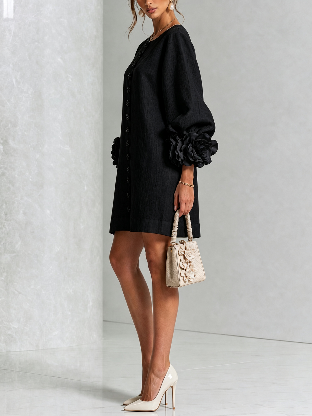 Isabelle | Rose-Detail Button-Down Dress