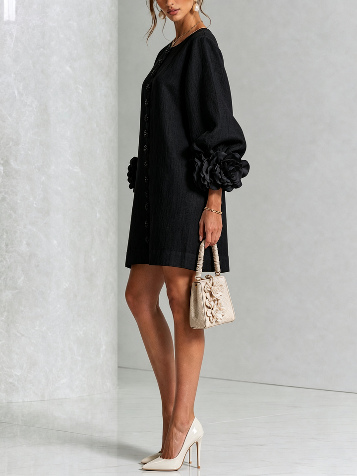 Isabelle | Rose-Detail Button-Down Dress