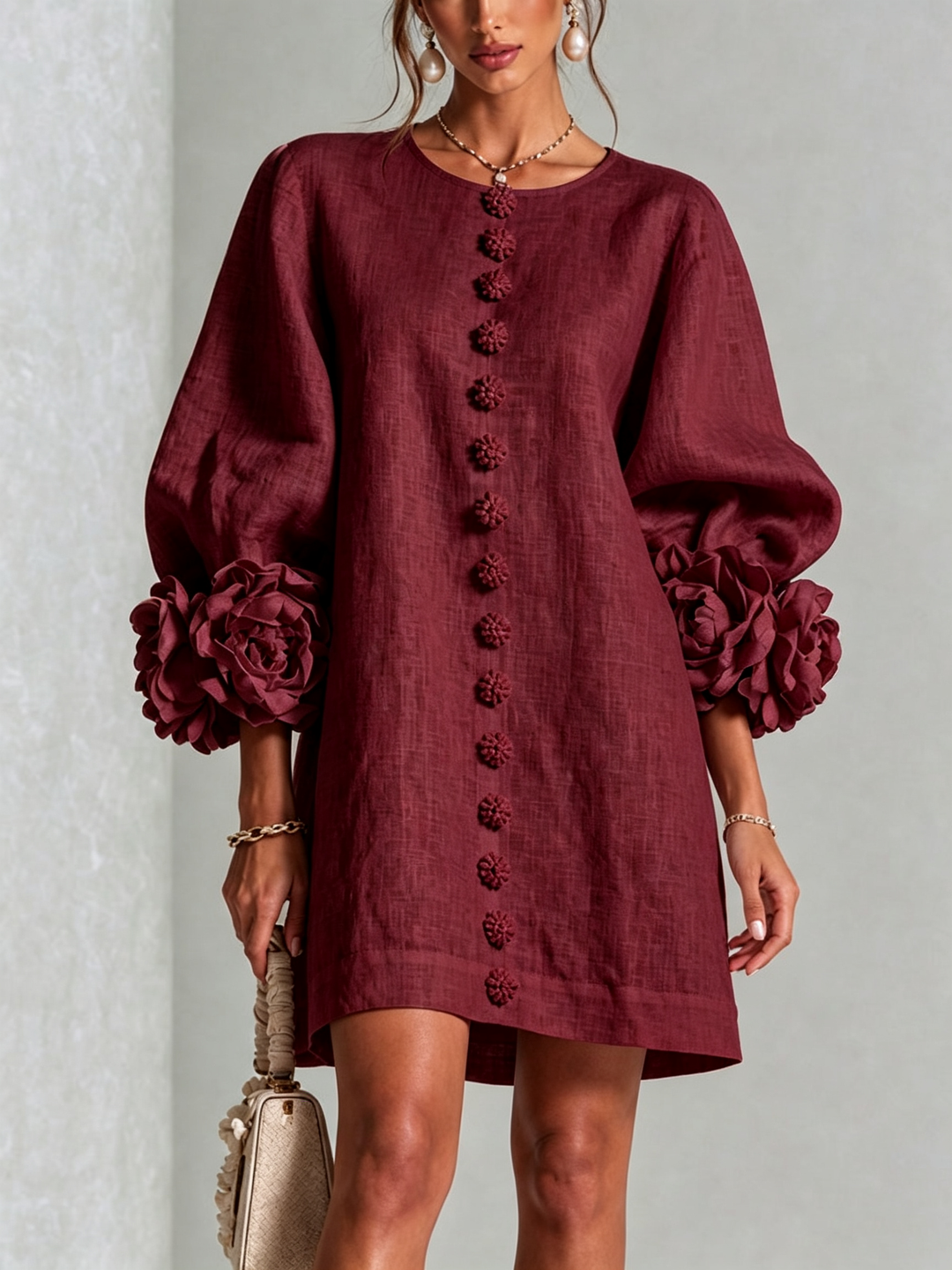 Isabelle | Rose-Detail Button-Down Dress