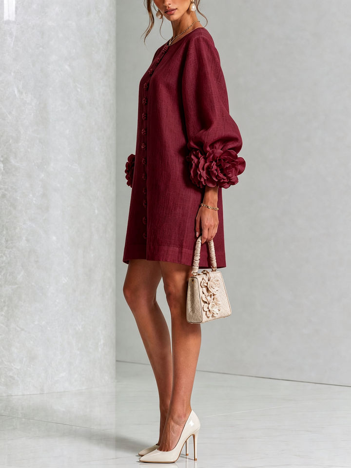 Isabelle | Rose-Detail Button-Down Dress