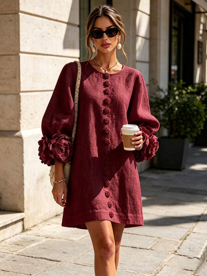 Isabelle | Rose-Detail Button-Down Dress