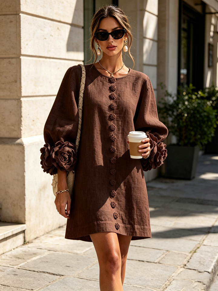 Isabelle | Rose-Detail Button-Down Dress