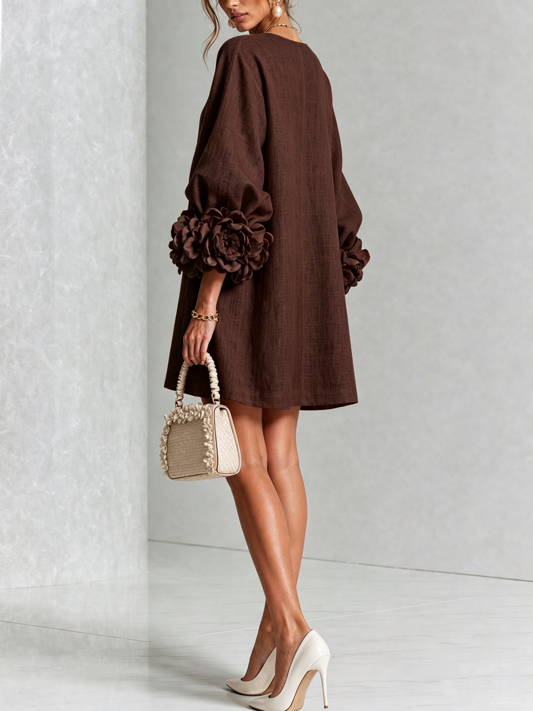 Isabelle | Rose-Detail Button-Down Dress