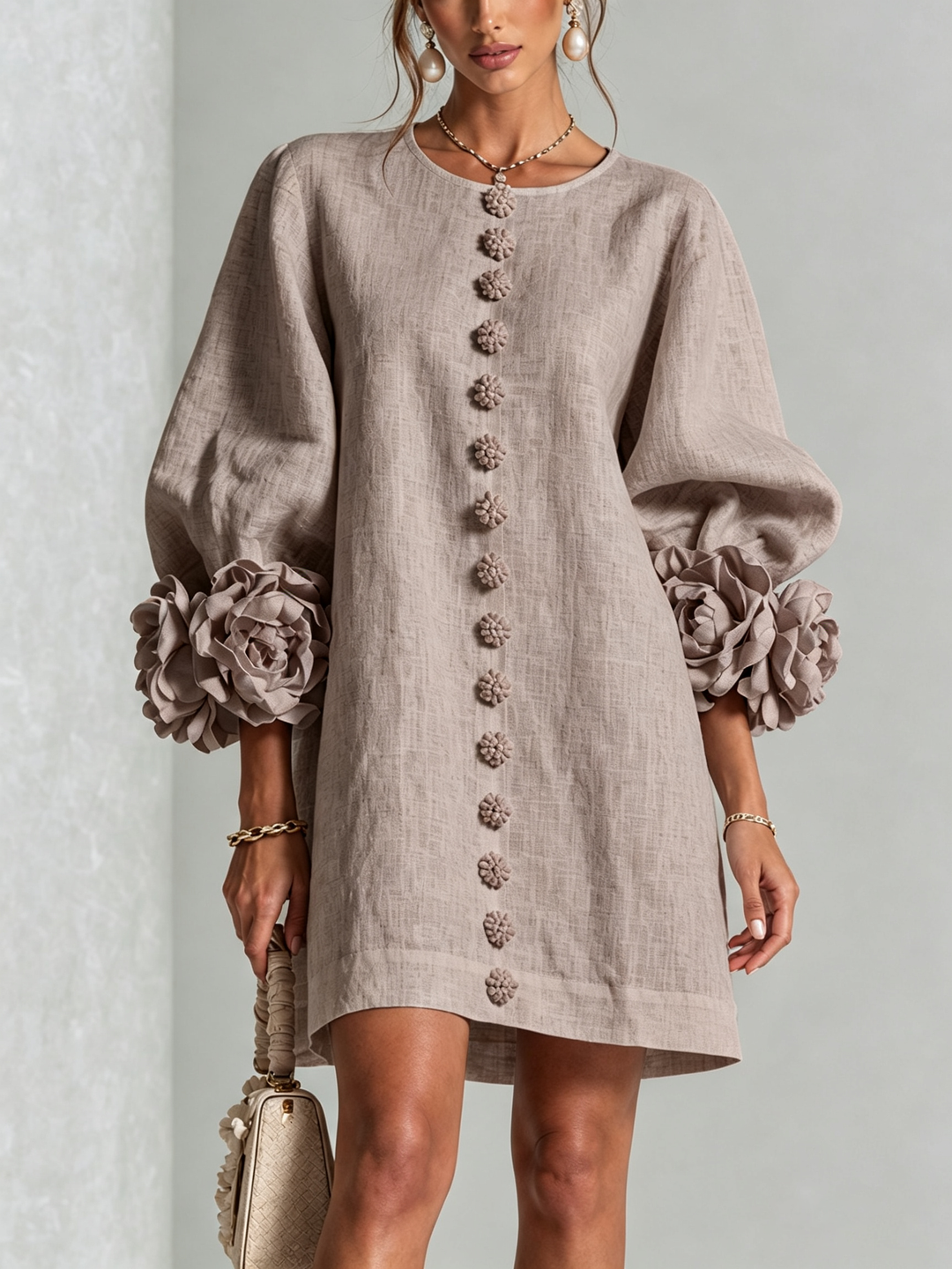 Isabelle | Rose-Detail Button-Down Dress