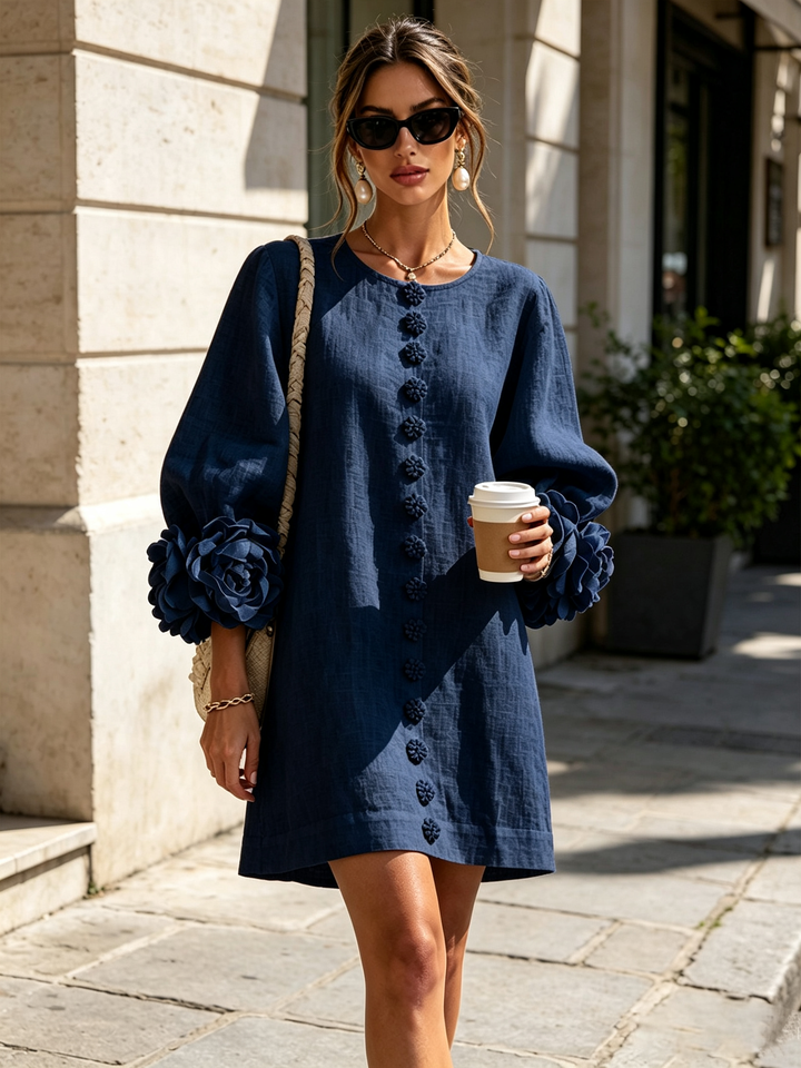 Isabelle | Rose-Detail Button-Down Dress