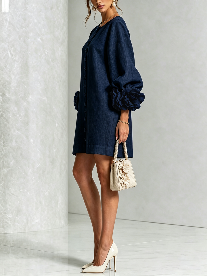 Isabelle | Rose-Detail Button-Down Dress