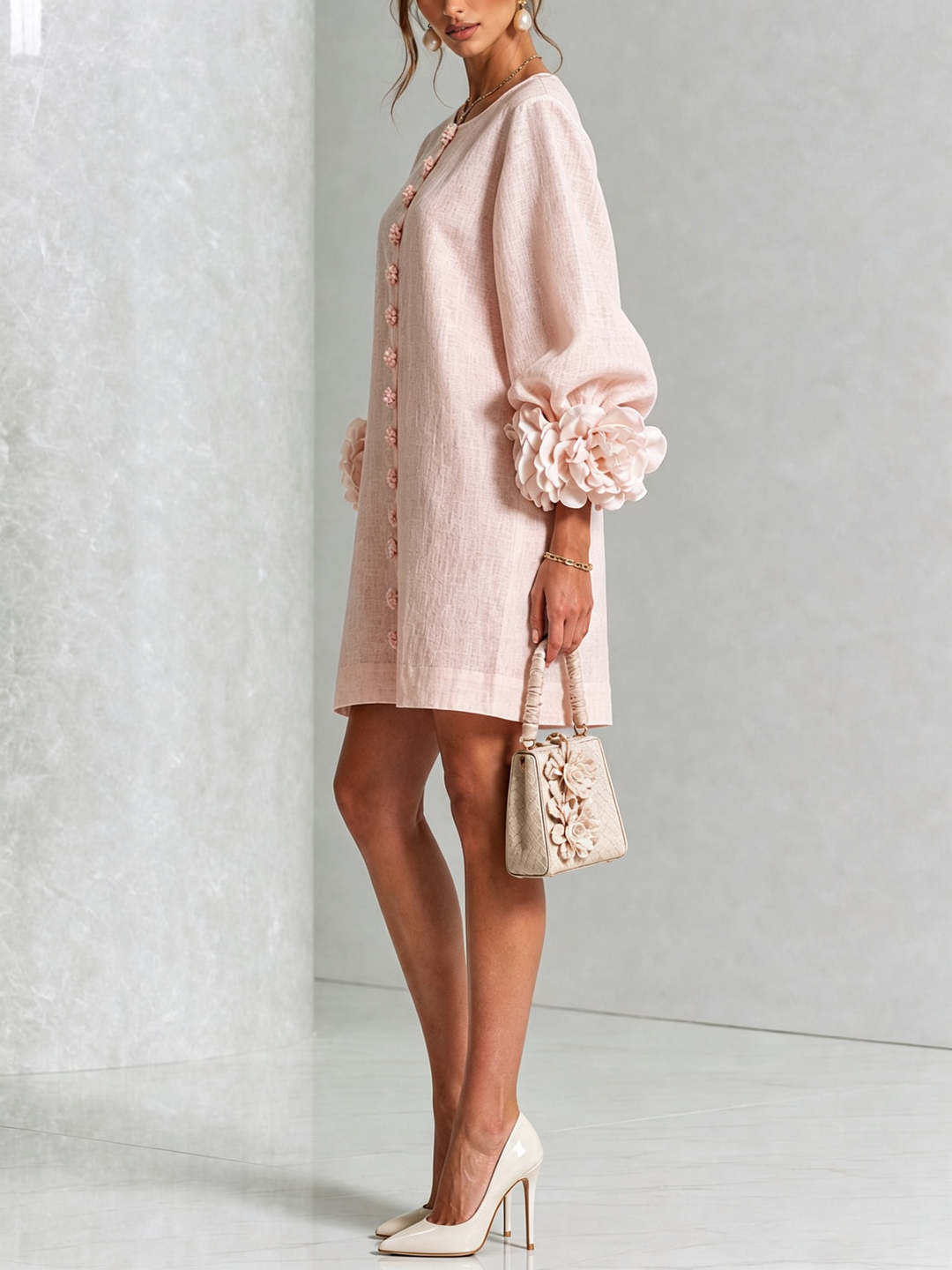 Isabelle | Rose-Detail Button-Down Dress