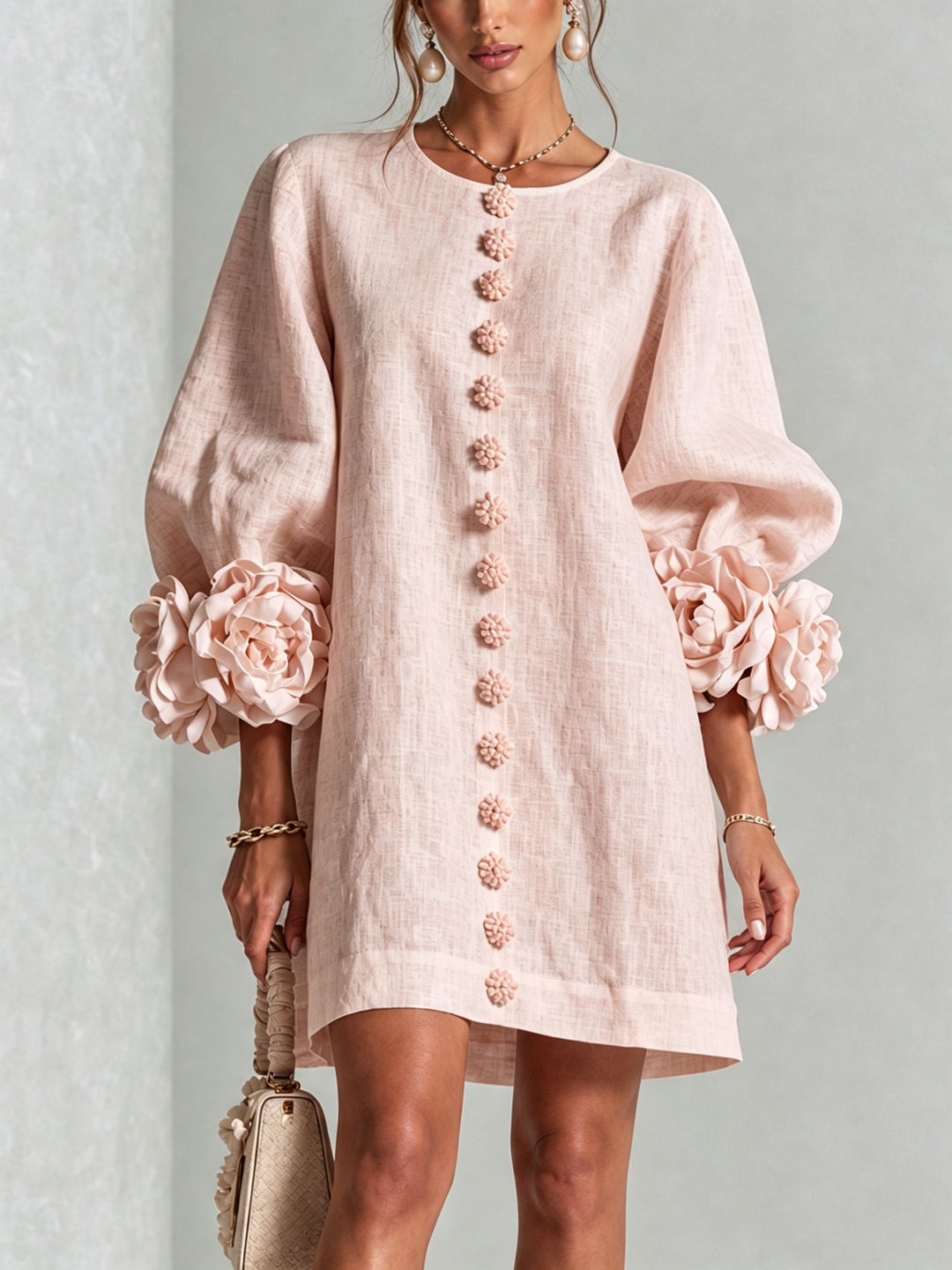 Isabelle | Rose-Detail Button-Down Dress