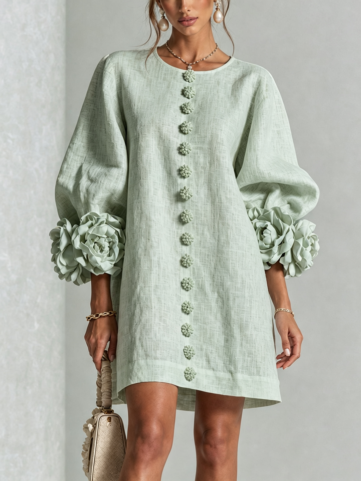 Isabelle | Rose-Detail Button-Down Dress
