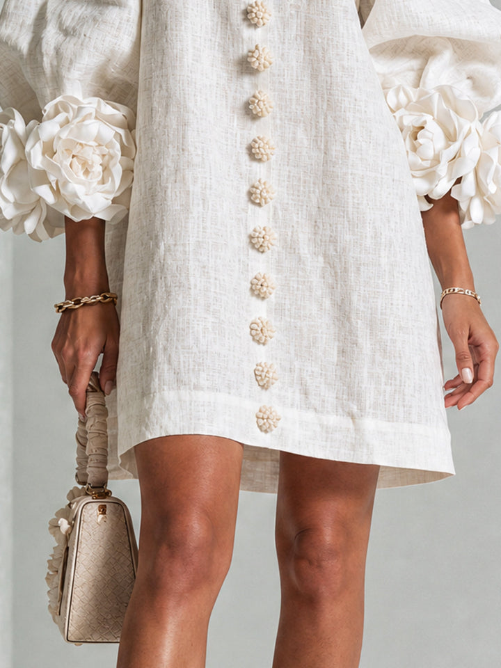 Isabelle | Rose-Detail Button-Down Dress