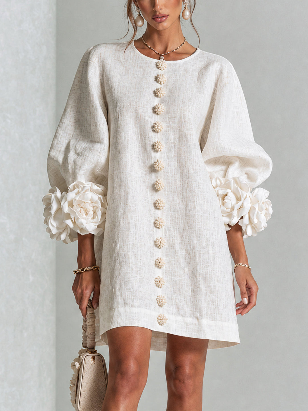 Isabelle | Rose-Detail Button-Down Dress