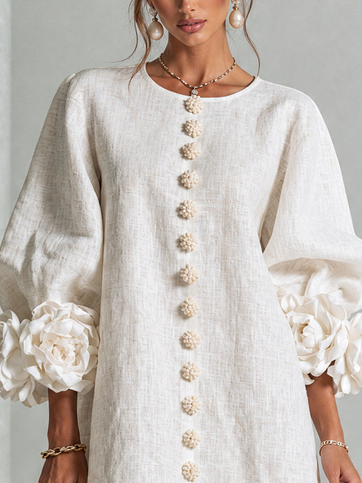 Isabelle | Rose-Detail Button-Down Dress